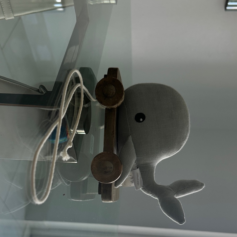 Restoration Hardware Gray Plush Whale Toy